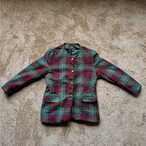 Wool Plaid Women's Jacket - Red and Green